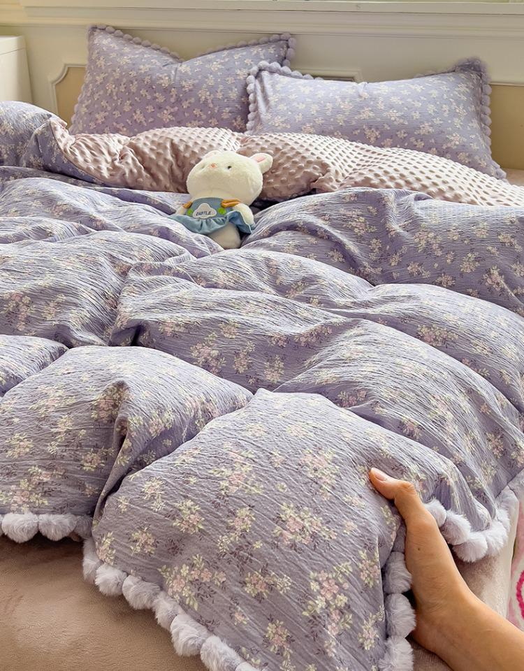 Утолщенный пододеяльник из бобового бархата, двухсторонний молочный бархат, для тепла осенью/зимой, идеально подходит для студенческих общежитий