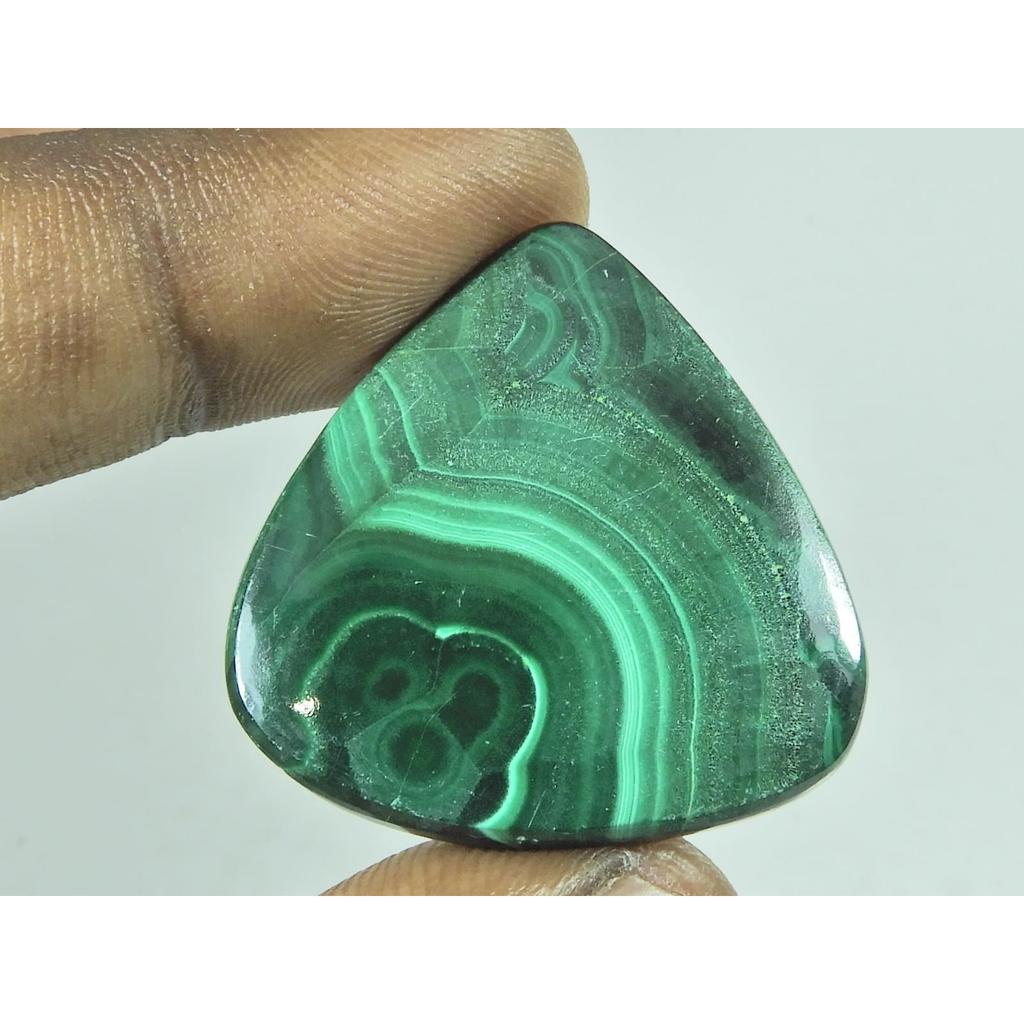 32X33X04MM Natural Green Malachite Pear Shape Cabochon Loose Gemstone 54Cts. G-246