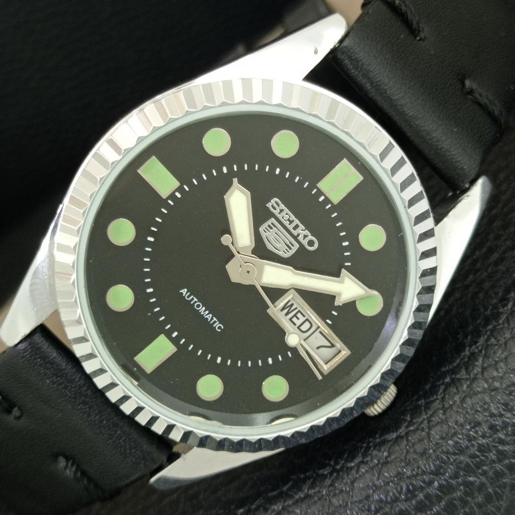 ОТРЕСТАВРИРОВАННЫЕ ВИНТАЖНЫЕ МУЖСКИЕ АВТОМАТИЧЕСКИЕ ЧАСЫ SEIKO 5 ЯПОНИЯ ЧЕРНЫЙ ЦИФЕРБЛАТ a444262-1