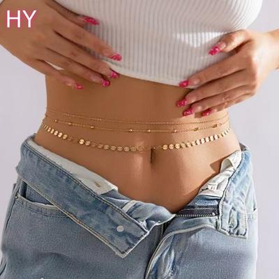 HY Sexy Inlay Shiny Rhinestone Chain Belly Waist Chain for Women Double Layer Lady Beach Summer Fashion Body Jewelry Gifts