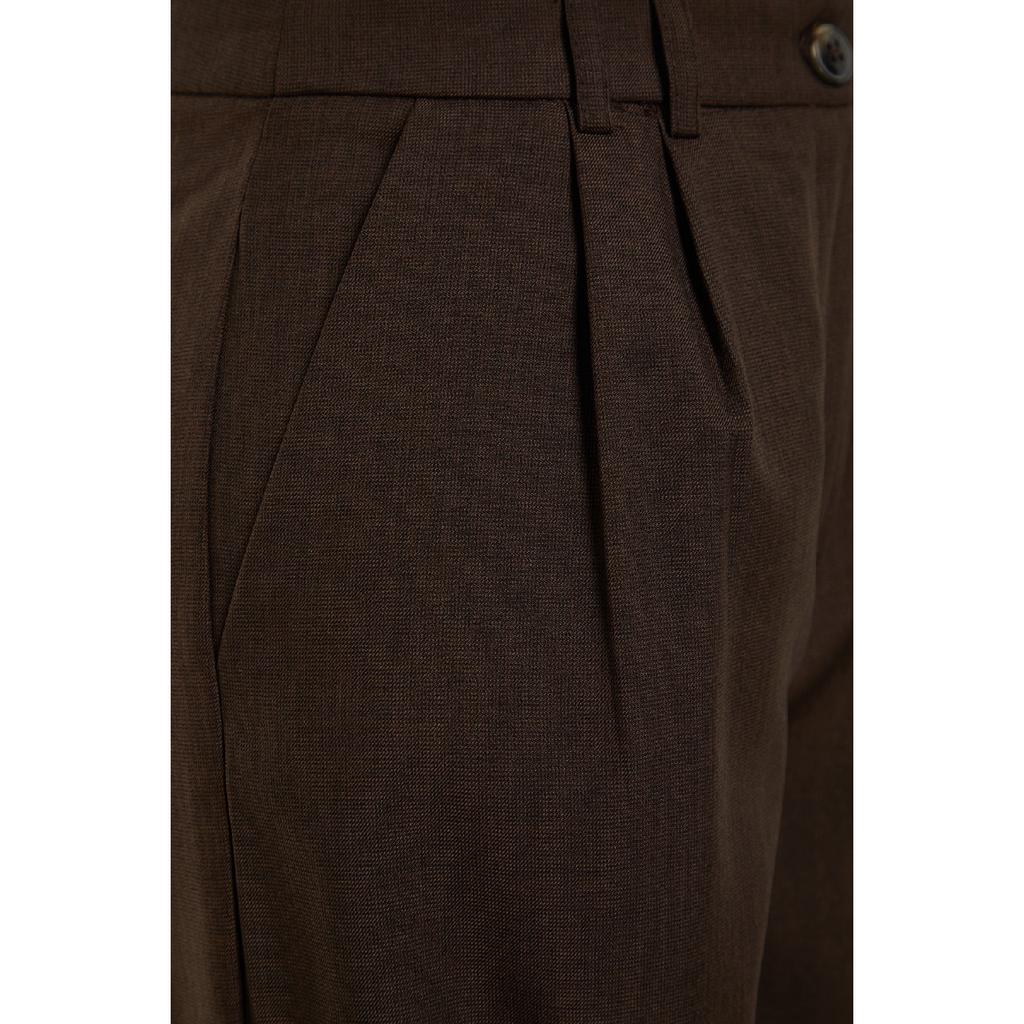Brown Wide Leg Pleated Woven Trousers Twoaw22pl0475