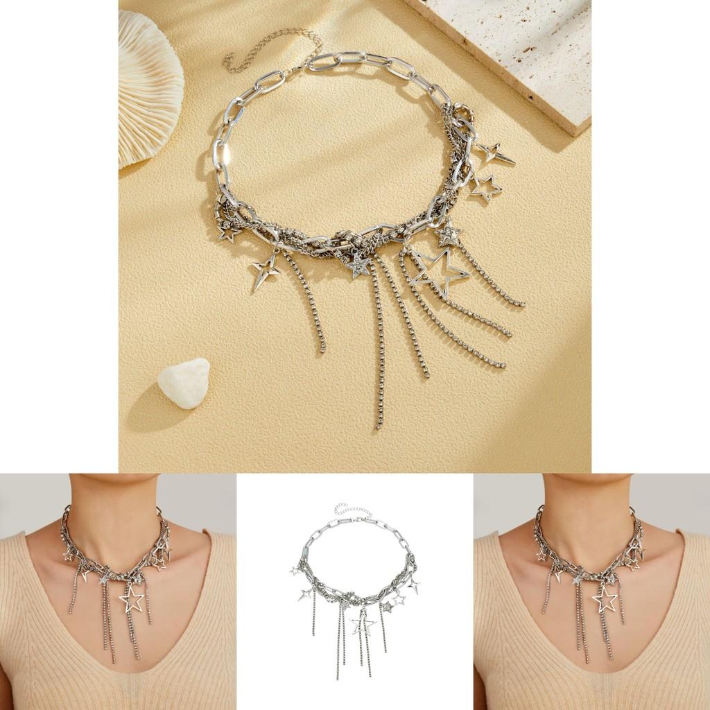 Fashionable And Heart Star Shaped Necklace For Women Shimmering Charm Rhinestone