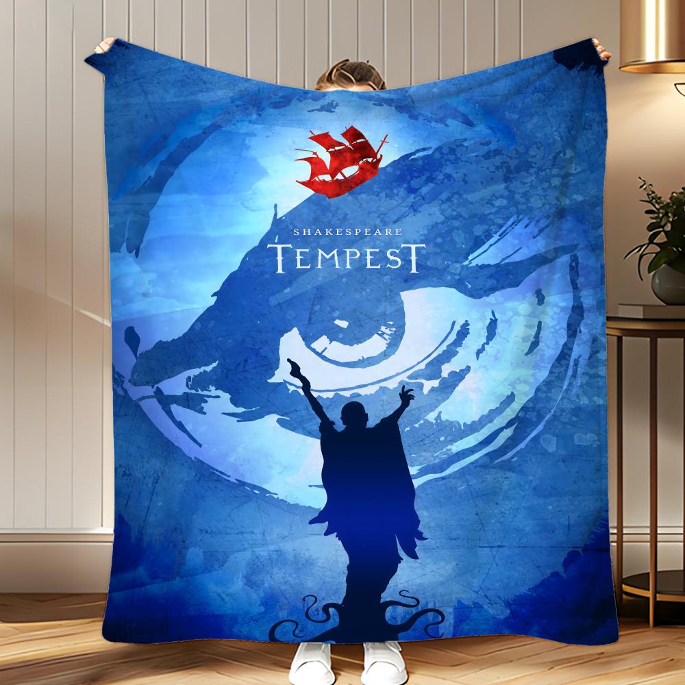 literary work The Tempest Throw Soft Coral Fleece Blanket 310gsm Fluffy Warm Throw for Sofa Bed Couch Bedroom Decor