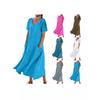 Женское однотонное платье с круглым вырезом, короткими рукавами и свободным подолом