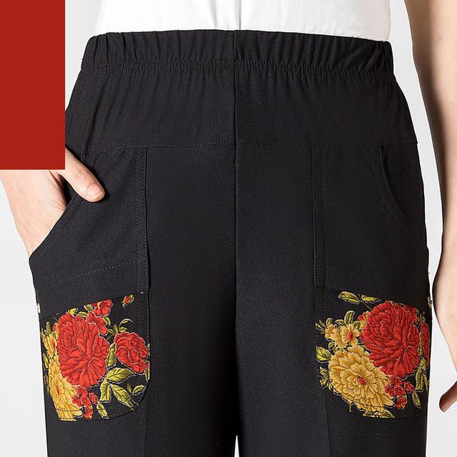 8XL очень большие женские летние брюки среднего возраста, повседневные брюки-карандаш с эластичной резинкой на талии, брюки длиной до икры, брюки с принтом