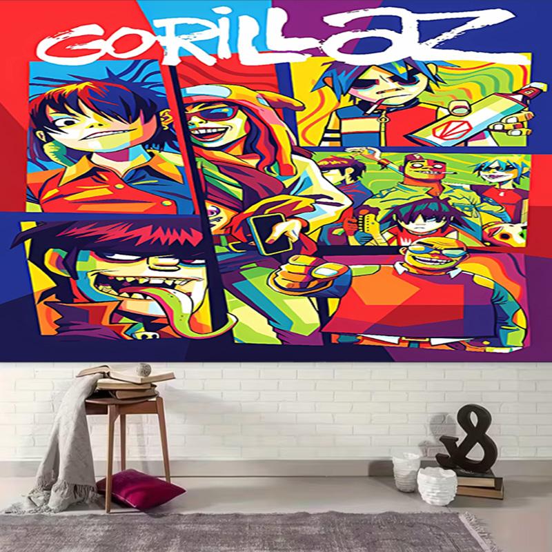 1pc G-Gorillaz band Tapestry, Living Room, Bedroom, Office, Party Decor, Ideal Festive Gift