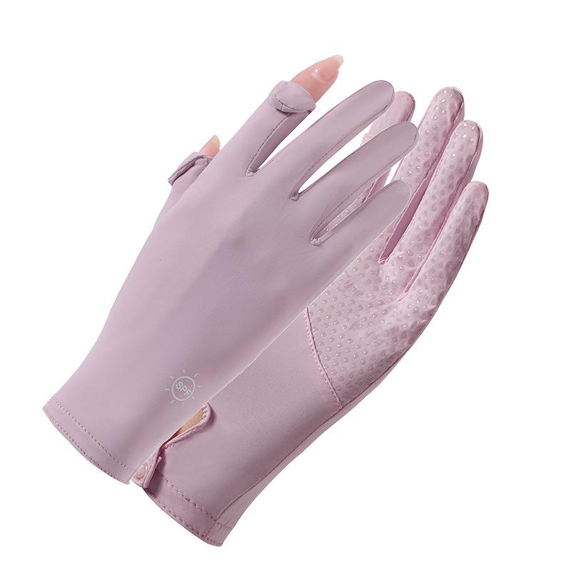Sun Protection Gloves for Women Summer Coolness Outdoor Sun Protection Thin  Breathable  Anti Slip  Sports Cycling Ice Silk Finger Exposed Gloves