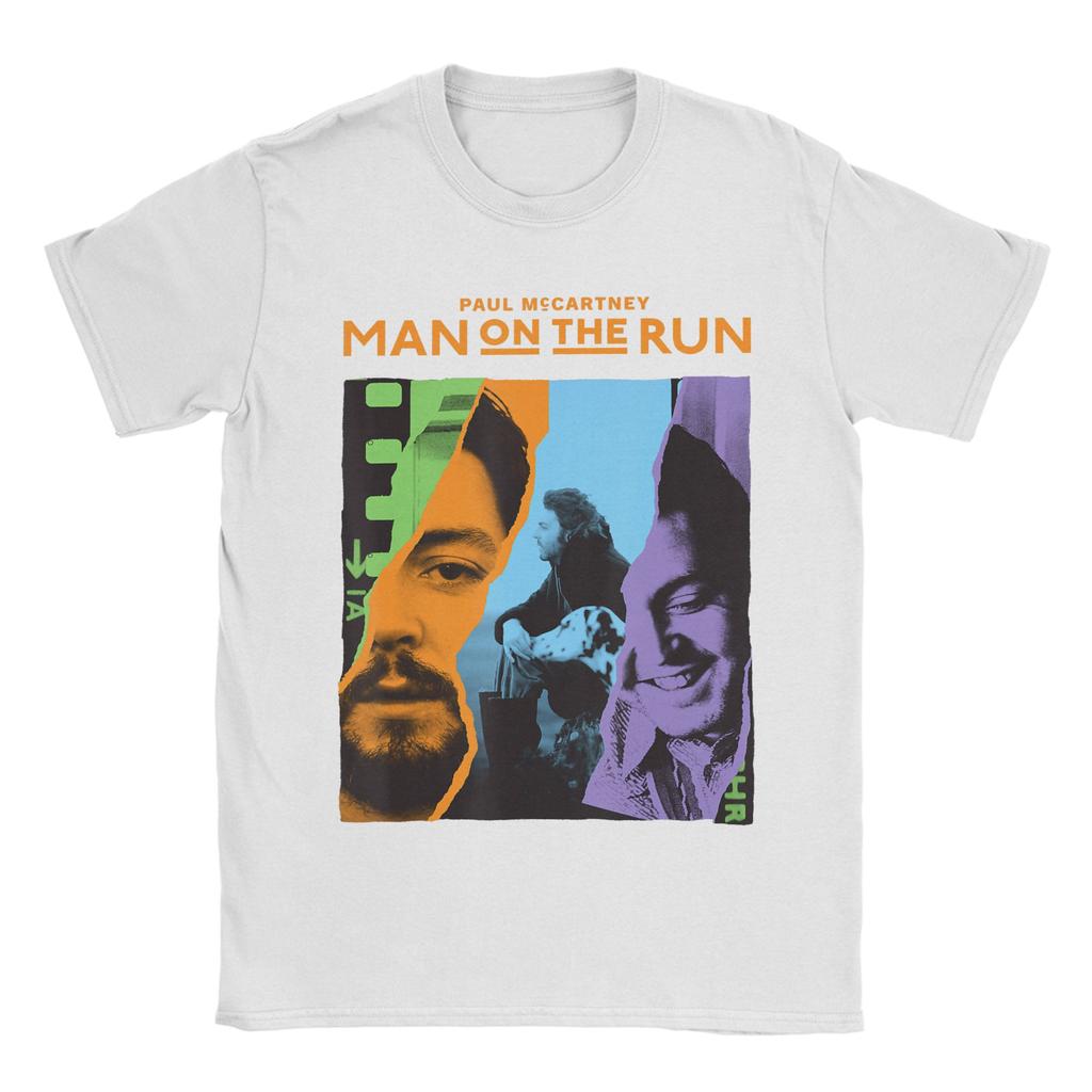 Эксклюзивная хлопковая футболка с кинопленкой 'Man On The Run' Пола Маккартни для мужчин Футболки Харадзюку Футболка Большого Размера Дешевые Топы