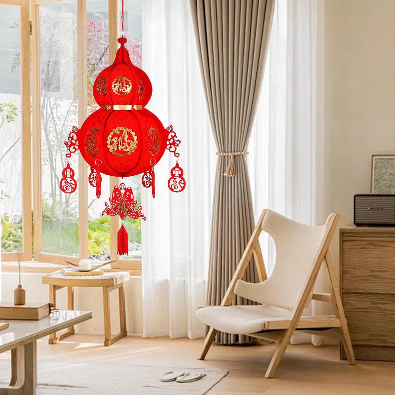 1 шт. китайский фонарик 3D украшение весеннего фестиваля DIY подвесные украшения удачи красные фонарики тыква в форме нетканого материала
