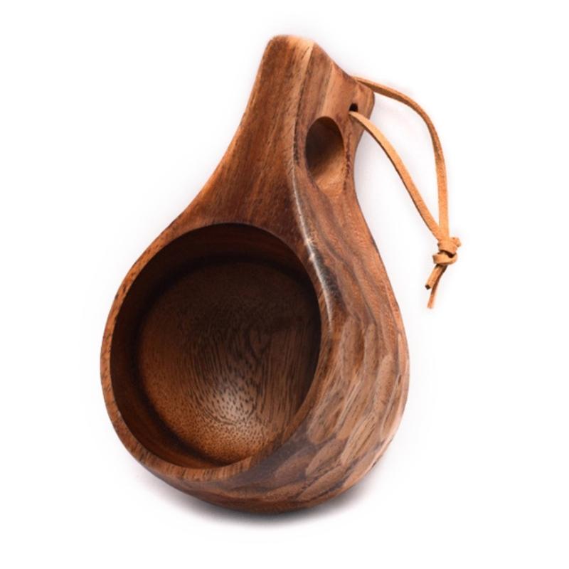 Финляндия Kuksa Портативная кофейная кружка Ручка из акации Крючок из коровьей кожи Стакан для сока и молока Кофейная чашка Посуда для напитков
