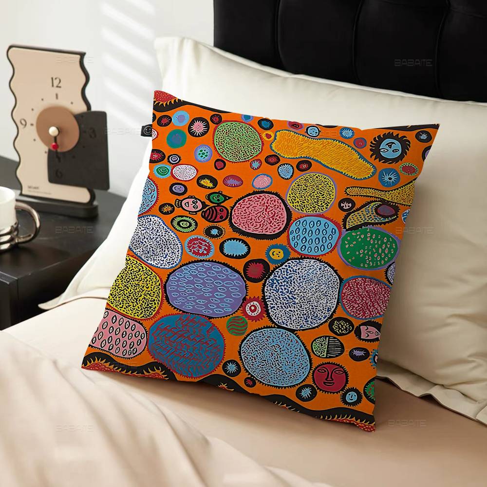 Yayoi Kusama Art Exhibition Pumpkin Flower Pillow Cushion Cover Pillowcase Living Room Sofa Home Decor