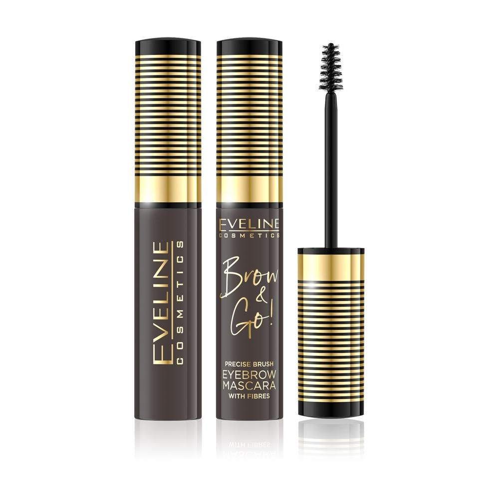 Eveline Cosmetics Brow & Go! Brow Mascara with Volumizing Fibers 02 Dark, 6 Ml