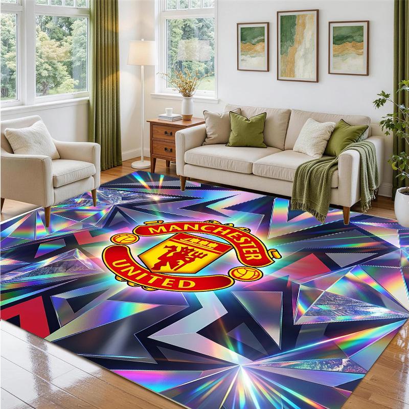 Manchester United Design Crystal Velvet Rug Soft Decorative Mat for Bedroom Entrance