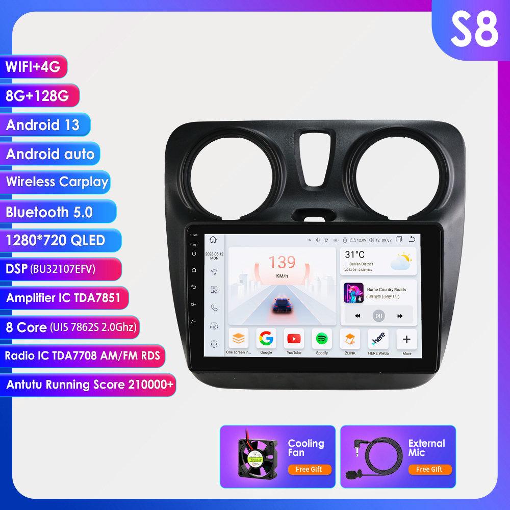 Hizpo 9-дюймовая беспроводная автомагнитола Carplay Android Auto для Renault Lodgy Dacia Dokker 2012 - 2021 2 Din Мультимедийная стереосистема со встроенным