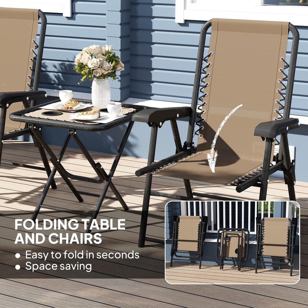Three-Piece Garden Table and Chair Set - Khaki