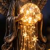 Solar Powered Flower Bed Lights Angel Remembrance Garden Light, LED Blessing Statue with Warm Cascading Outdoor Waterproof Decorative Stakes Memorial
