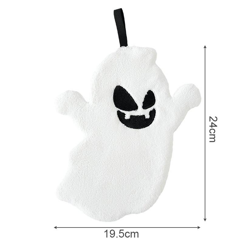 Cartoon Ghost Hand Towel Halloween Embroidered Ghost Handkerchief Kitchen Bathroom Dishcloths Rag For Drying Cleaning Cooking