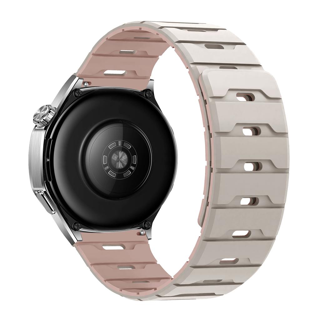 Scale Texture Two‑Tone Magnetic Silicone Watch Band 18/20/22mm Flat End Quick Release Strap for Huawei Samsung Xiaomi Garmin