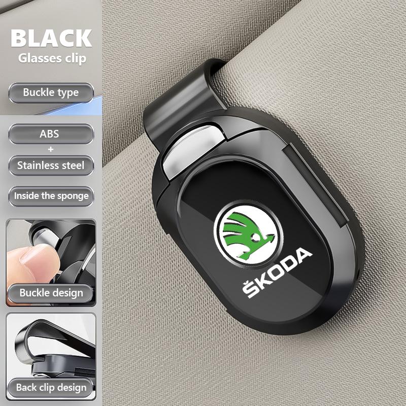NSH4 Multifunctional card holder Car visor Glasses clip Accessorie For Skoda Rapid Octavia Derivative Enyaq-iV VisionS Yeti Scala