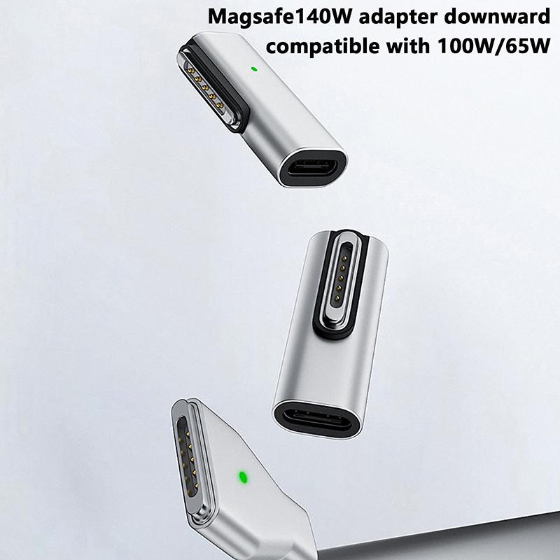 140W Type C Magnetic Adapter For Apple Magsafe 1/2/3 For Macbook Air Pro 90Degree Elbow Usb C Female Fast Charging Converter