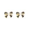 Black diamond-encrusted pearl bow earrings Korean temperament simple retro stud earrings light luxury new earrings