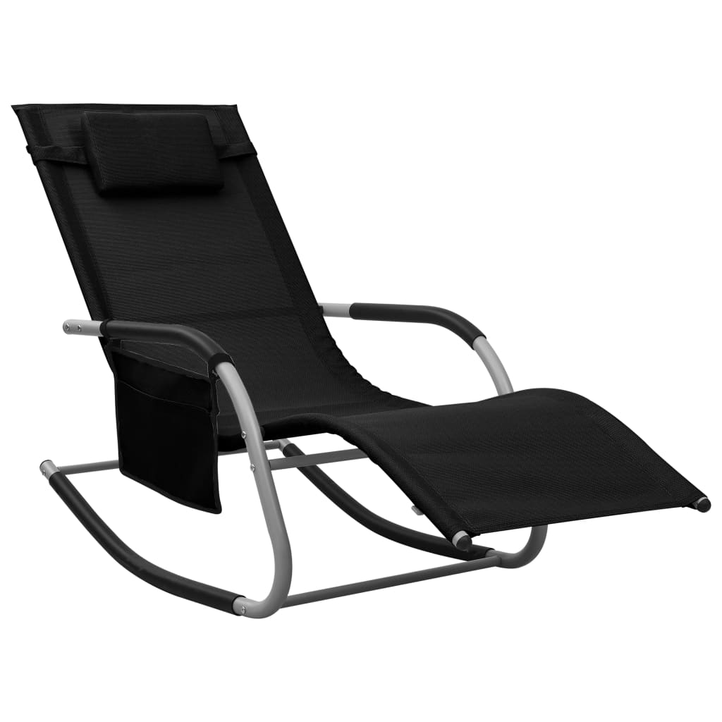Sun Lounger Textilene Black and Grey