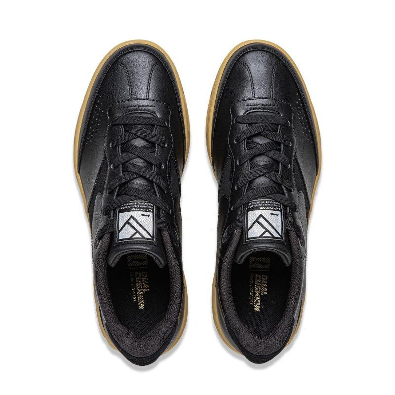 Li Ning Классические Универсальные Модные Кроссовки на Толстой Подошве, Удобные с Амортизацией, Нескользящие, Износостойкие, Дышащие, Низкие, Унисекс, Черные AGCV385-30