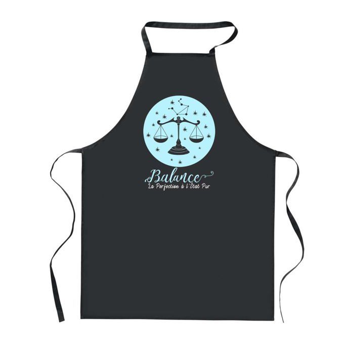 Tablier de cuisine - PLANETEE - Balance - Noir - 90x60 cm - Impression France