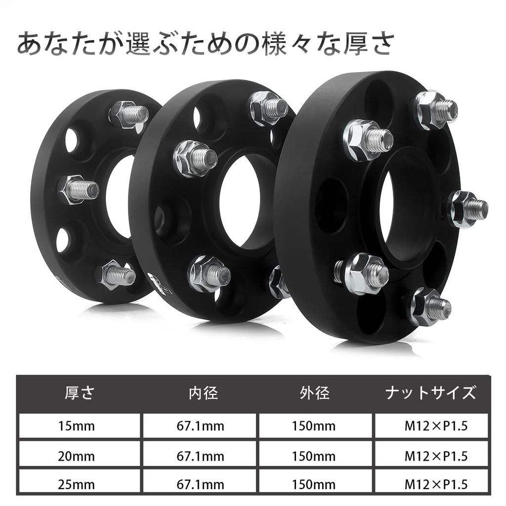 GAsupply PCD114.3 Forged Wide Tread Spacer, 5H, Inner Diameter: 2.6 Inches (67.1 Mm), M12XP1.5