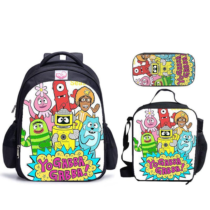 Школьный набор с принтом Yogabbagabba Yo Gabba Gabbalan Рюкзак Сумка для еды Пенал Набор из 3 предметов
