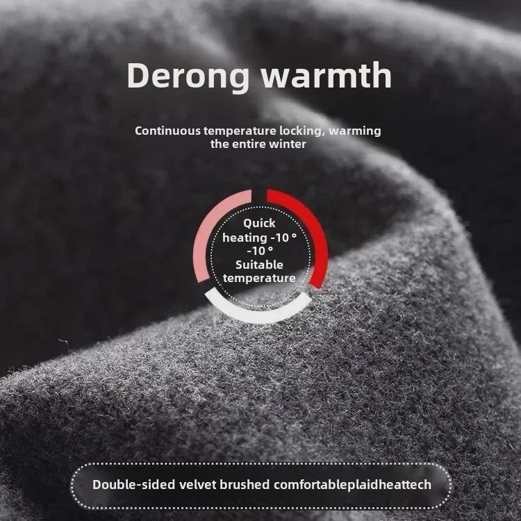 Мужские бесшовные термоштаны из смесовой шерсти с наколенниками для зимы