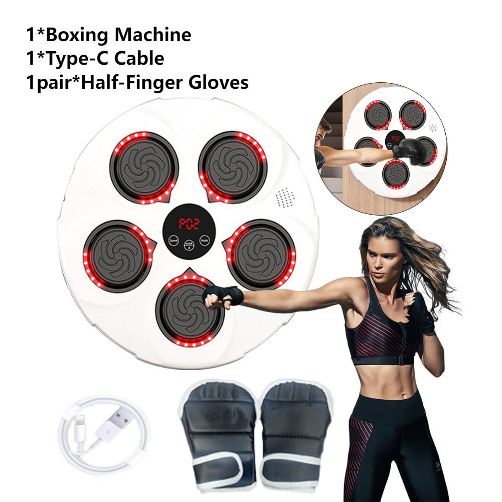 New LED Music Boxing Machine Bluetooth Smart Electronic Music Training Targets Wall Hanging Sandbag with Gloves for Kid Adults