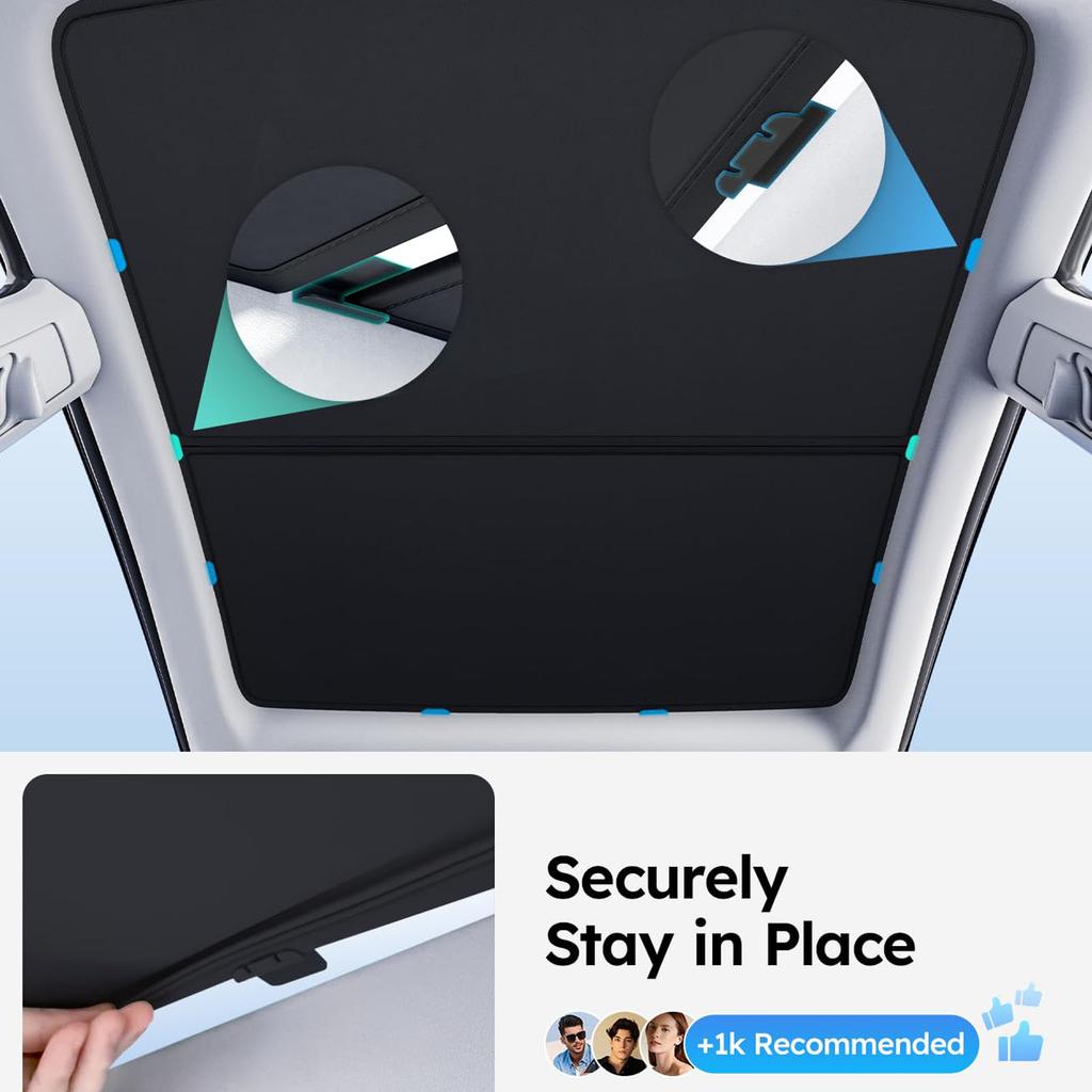 Wigoo  Model S Sunshade Roof [Never Sag, Nano Ice-Crystal Coatings] 3-Gen Heat Insulation Glass Roof Sun Shade, Accessories For  Model S 2020~2025, T