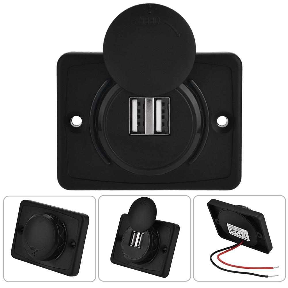 3.1A USB 3.1A Автомобильная Двойная Черная ABS USB Порт Розетка 12V LED Водонепроницаемая USB Розетка Автомобильная USB