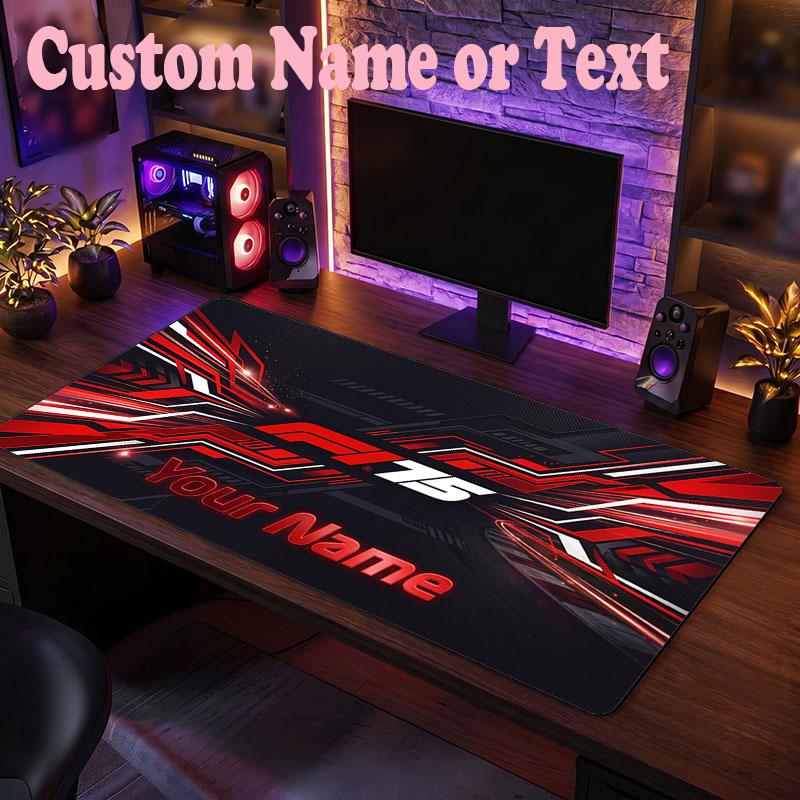 F1 Customized Name Text Mouse Pad, Large Desk Mouse Mat Personalized Home Office Present