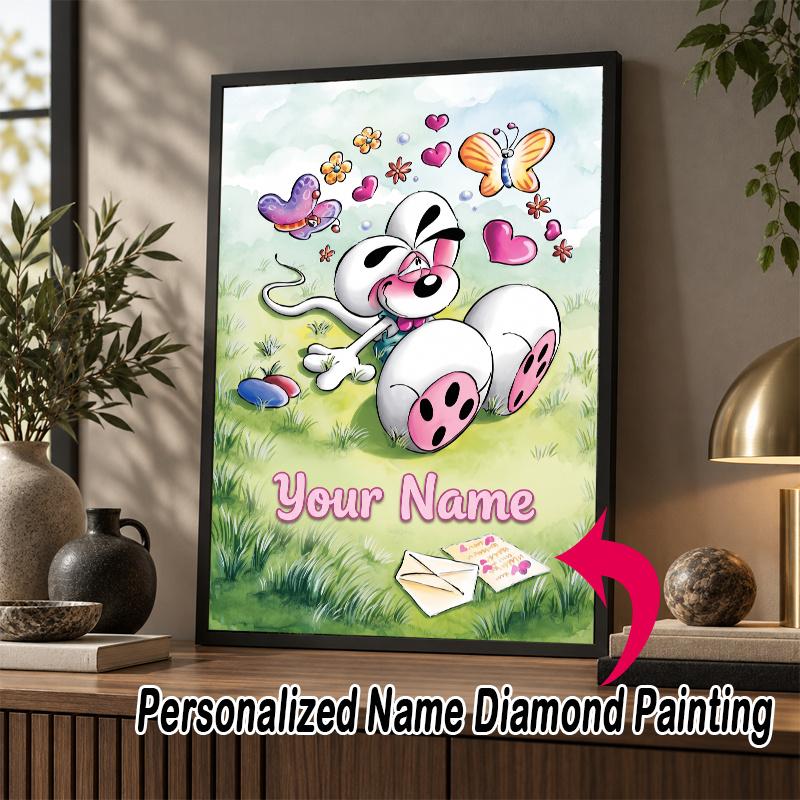 Custom Name Diddl 5D Diamond Painting Personalized Full Drill Diamond Art Kit Gift