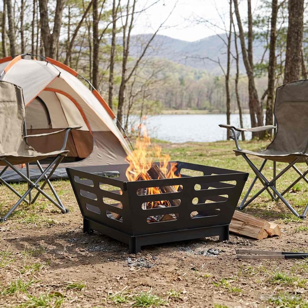 Fire Pit Black 60 x 60 x 30 cm Steel