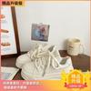 Cream Platform White Shoes Women's Muffin Autumn New Chic Niche Design Bread Shoes Student Leather Panel Shoes