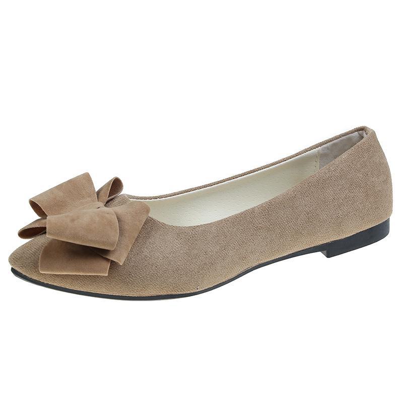 Женские туфли на плоской подошве с заостренным носком и бантом — модные, большого размера, с неглубоким носком, идеально подходят для работы или свадьбы (2023)