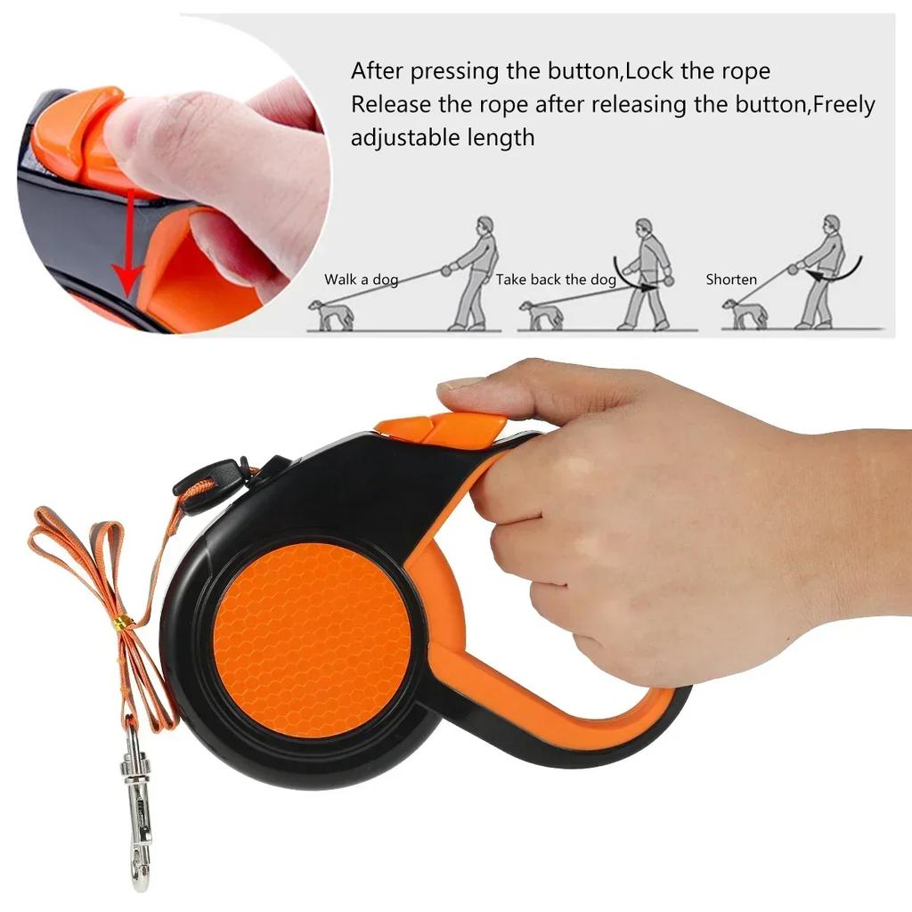 8M Retractable Dog Lead Heavy Duty Pet Walking Leash with Strong Reflective Tape Non-Slip Handle for Small Medium Large Dogs NEW