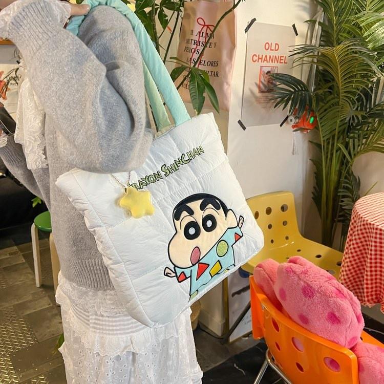 Crayon Shinchan Nylon Tote Bag With Letter Design For Daily Use