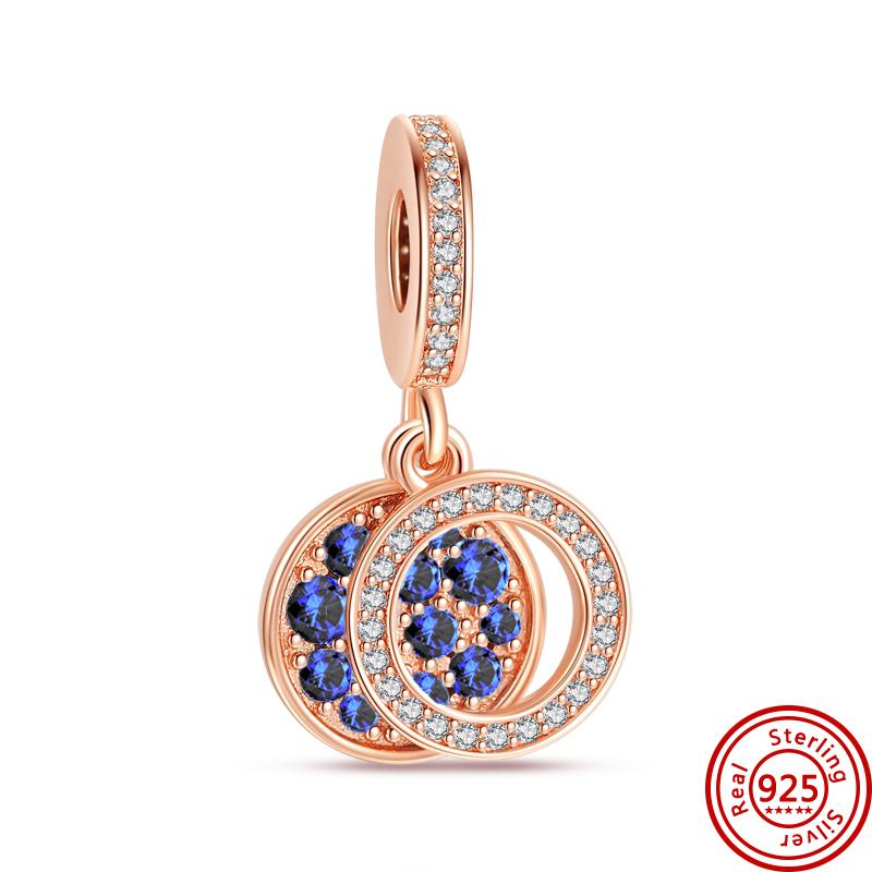 925 Sterling Silver Rose Gold Pendant Rose Mom Tilted Heart Dangle Charm Beads Fit Original Bracelet Women Jewelry Gifts