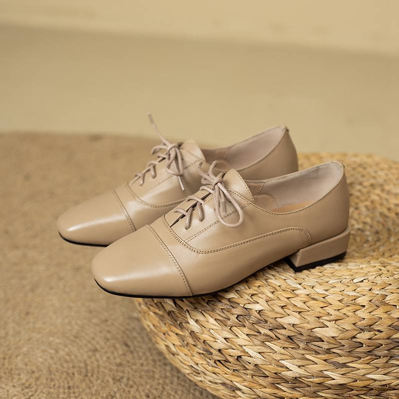 Туфли Krazing Pot из коровьей кожи с квадратным носком, размер 43, толстые низкие каблуки, модные офисные женские туфли с глубоким носком, осенние туфли-лодочки