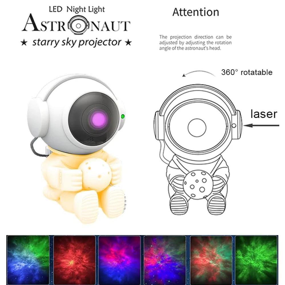 Звездный проектор Галактический ночник Космонавт Космический проектор Звездная туманность Потолочная светодиодная лампа для спальни Домашний декоративный подарок для детей