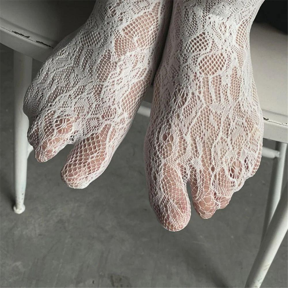 1 пара длинных ажурных чулок с ремешками до колена, хлопковые носки до середины икры, подарочные кружевные носки с раздельным носком для девочек