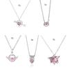 Vintage Pink Diamonds Sweet Hollow Loves Choker Necklace Crystal Peach Heart Pendant Necklaces Fashion Aesthetic Jewelry