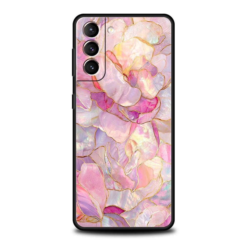 Модный Чехол Для Телефона С Цветочным Узором Для Samsung Galaxy S26 Ultra S25 Plus S24 FE S23 S22 5G S21 S20 Черный Мягкий