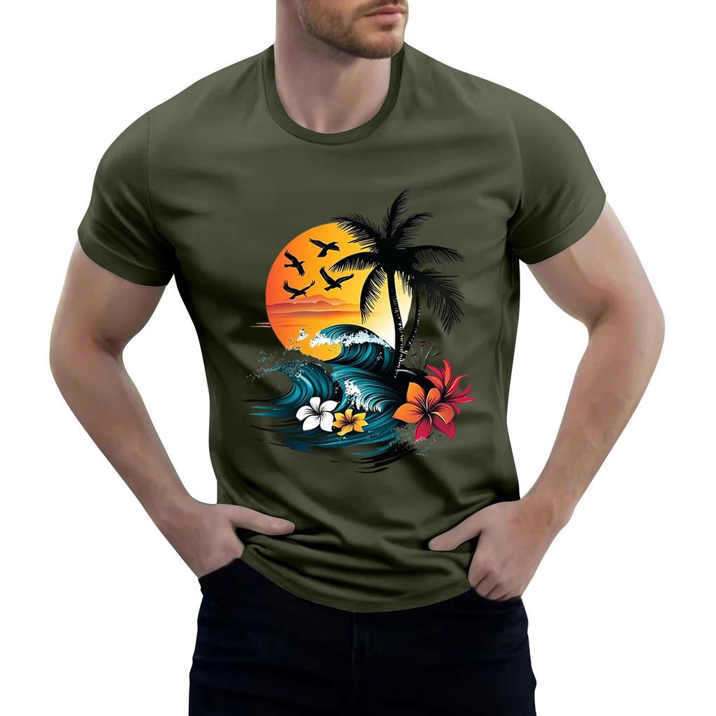 Men's Stand Collar Short Sleeve Shirt Loose Leisure Holiday Shirt Man