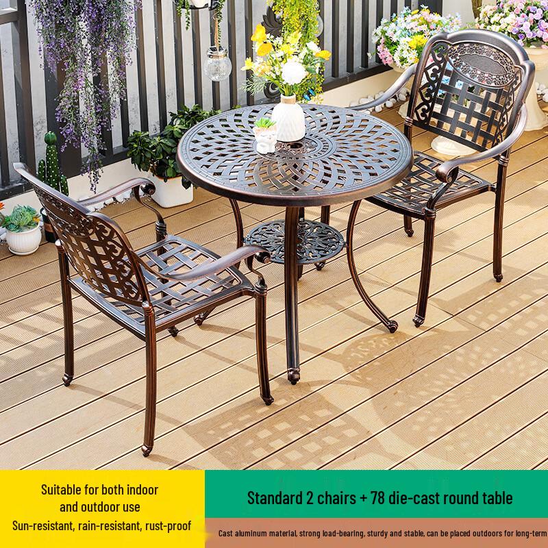 OEING Outdoor Cast Aluminum Balcony Table & Chairs Set