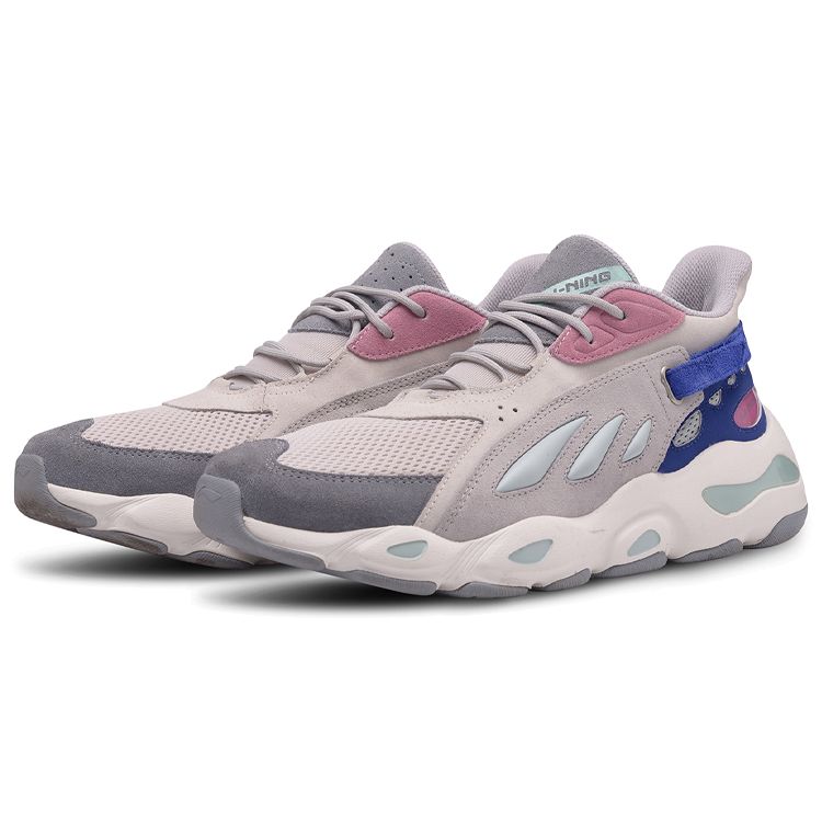 Li Ning Butterfly Удобные универсальные низкие туфли для папы Женские кроссовки Серые Розовые Синие AGLN072-13